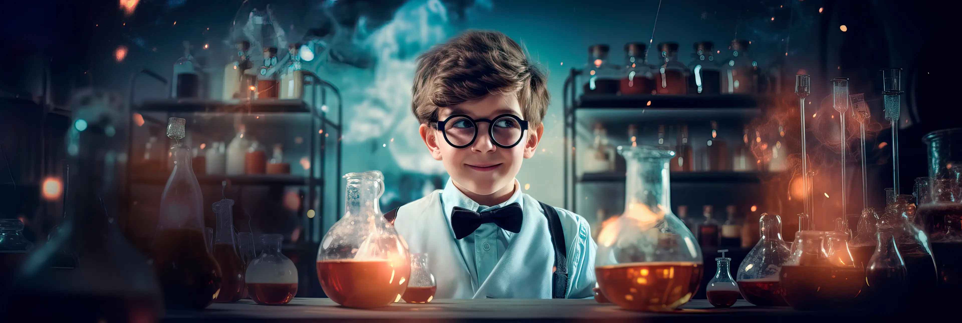 Lab boy with glasses